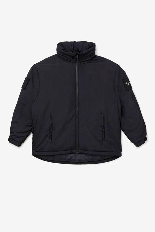 Fila Bunda Panske Čierne - Project 7 Mid Length Puffer Coat Vypredaj - Slovakia 90653-XCJT